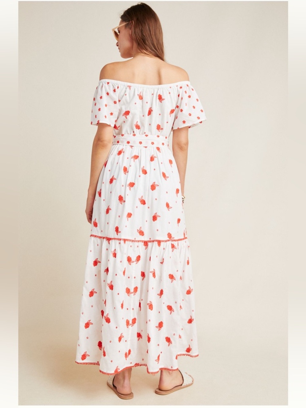 Anthropologie Esme Embroidered Floral Maxi Dress Size Medium - Picture 2 of 6